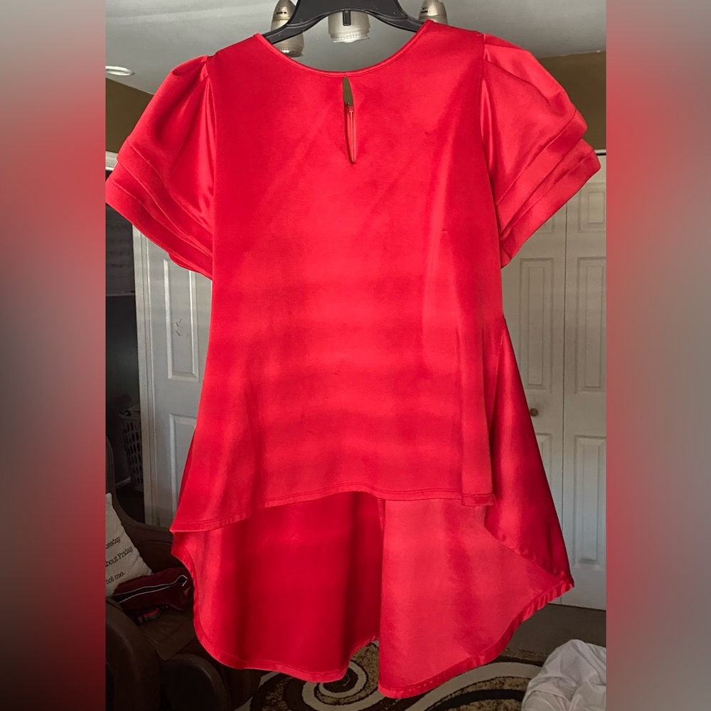 Elegant Red Blouse With Puff Layers